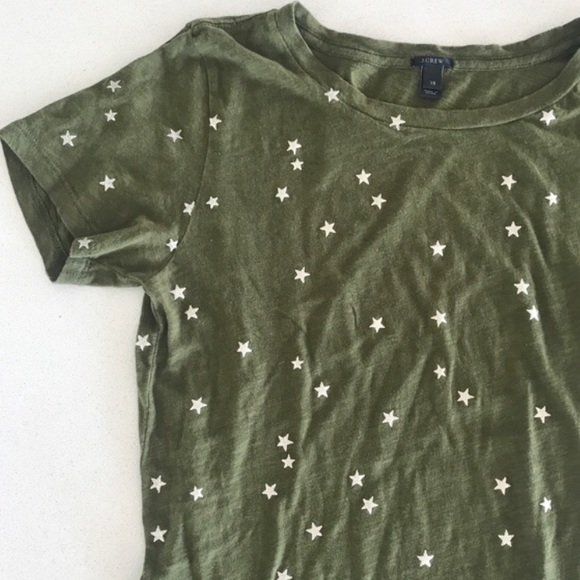 J. Crew Tops - J. Crew Army Green Silver Stars Tee Shirt